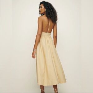 Reformation Percy Linen Backless Yellow Dress